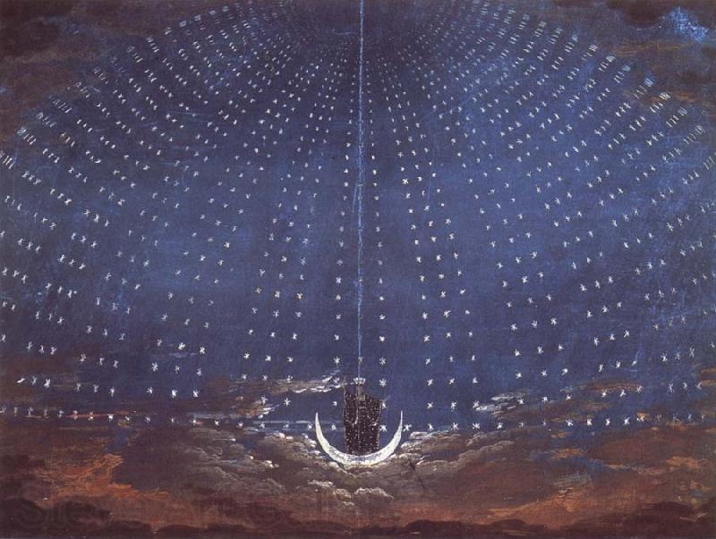 Karl friedrich schinkel In the palace of the Queen of the Night,decor for Mazart-s opera Die Zauberflote Spain oil painting art